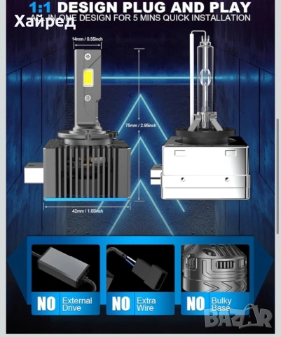 Нови LED D1s крушки Beamfly 36000 lumen, снимка 4 - Аксесоари и консумативи - 54293702