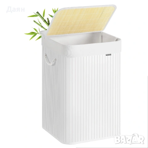 Кош за пране 95L, бамбук, SONGMICS