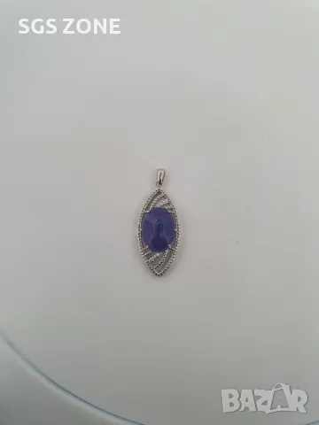 Сребърна Висулка с Лунен Камък, Сапфир, Розов Опал, снимка 6 - Колиета, медальони, синджири - 49870901