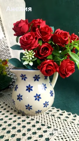 Кана или ваза с кобалтови цветя , снимка 4 - Вази - 50080342