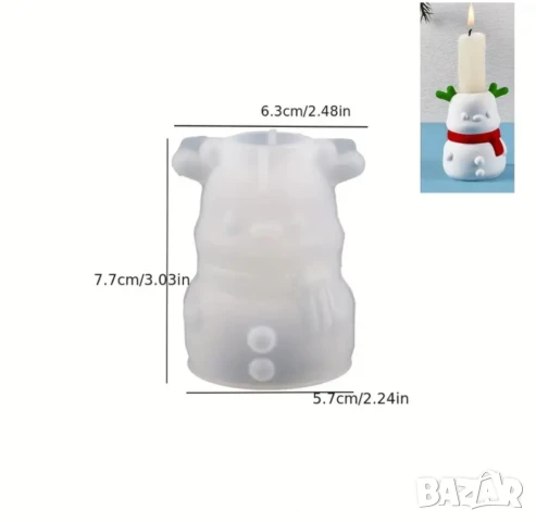 Молдове снежен човек, камбанка и елен за свещници , снимка 6 - Форми - 50741924