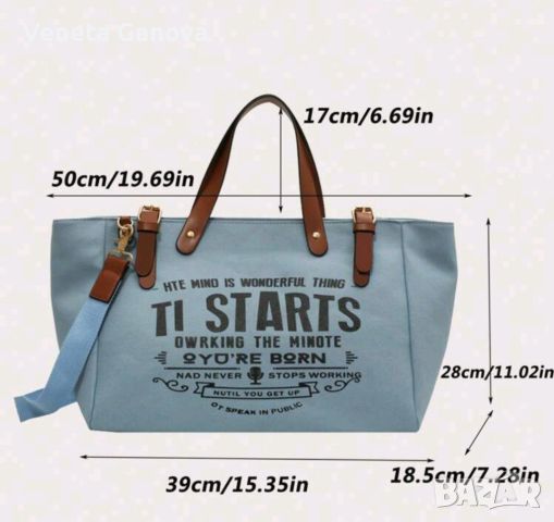 Текстилна голяма дамска чанта в синьо или екрю, снимка 13 - Чанти - 45483607
