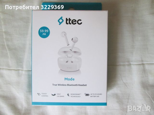 Bluetooth слушалки ttec Mode, TWS, Бели, снимка 4 - Слушалки, hands-free - 45792627