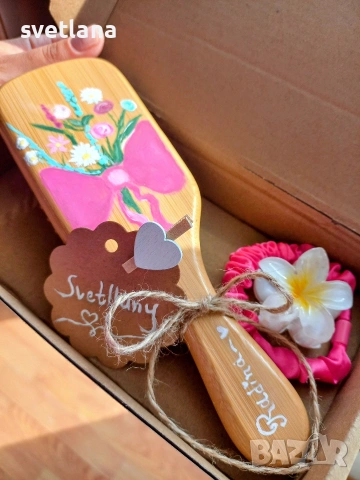 Ръчно рисувани четки за коса, снимка 6 - Подаръци за жени - 53785399