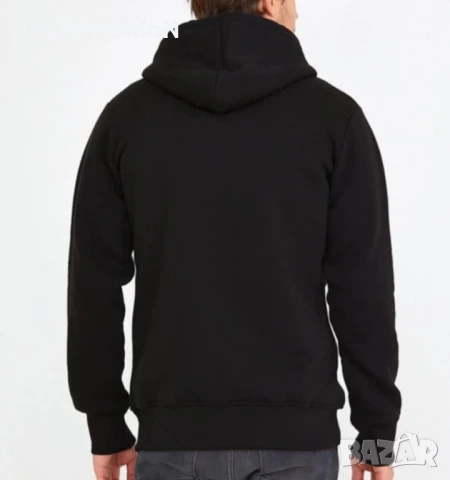 Нов мъжки суичър с цип и качулка в черен цвят, снимка 3 - Суичъри - 51287755