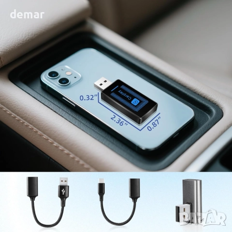 Безжичен CarPlay адаптер (2025) за iPhone - Plug & Play USB конвертор, автомобили 2016+ и iOS 10+, снимка 4 - Аксесоари и консумативи - 51934780