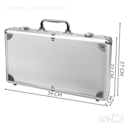 Комплект за игра на покер с 300 чипа и зарове, алуминиев куфар, снимка 5 - Карти за игра - 52562227