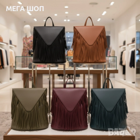 Дамска раница от еко к. с ресни – бохо стил, удобство и обем (36×30×16 см)