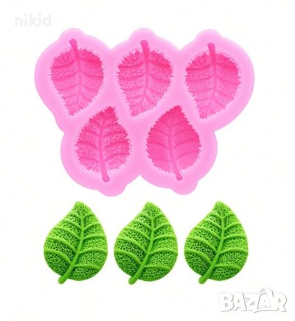 5 малки листенца листа листо силиконов молд форма фондан декор украса торта мъфибни и др
