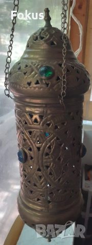 Огромно висящо месингово кандило лампа фенер, снимка 2 - Антикварни и старинни предмети - 53429392