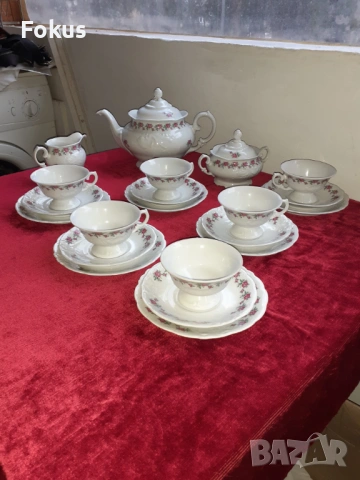 Разкошен порцеланов сервиз за чай -Полша- пълен комплект, снимка 11 - Антикварни и старинни предмети - 53436282