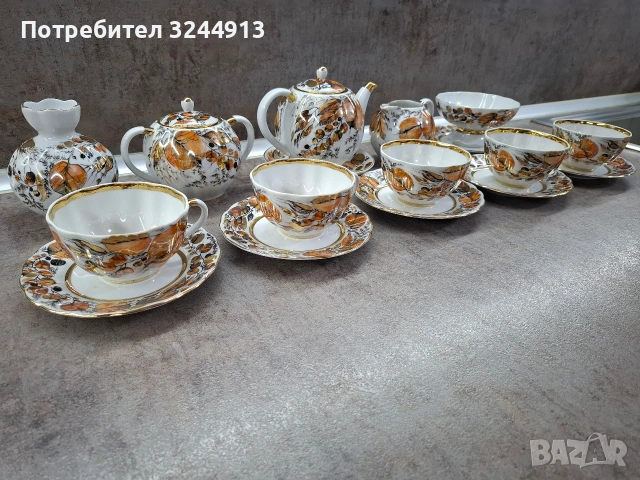 Руски порцеланов чаен сервиз ЛФЗ ,, Мой сад" , снимка 3 - Сервизи - 54000722