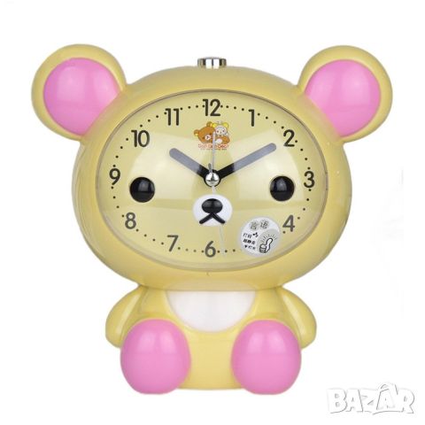 Детски настолен часовник със светлина и функция за будилник с батерии Мече, 15 х 16 см, снимка 4 - Детски - 45759615