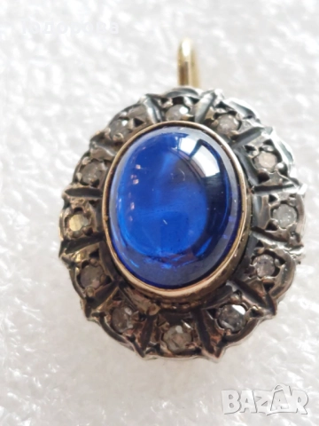 Стари антикварни златни обеци със сапфири и диаманти, злато 14к., 2 260 лв, снимка 11 - Обеци - 52211596