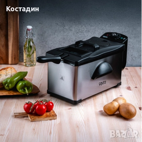 Фритюрник Voltz, 2000W, 2л./ 3л., демонтиращ се съд, капак и филтър,инокс, 2 ГОДИНИ ГАРАНЦИЯ, снимка 2 - Фритюрници - 52459987