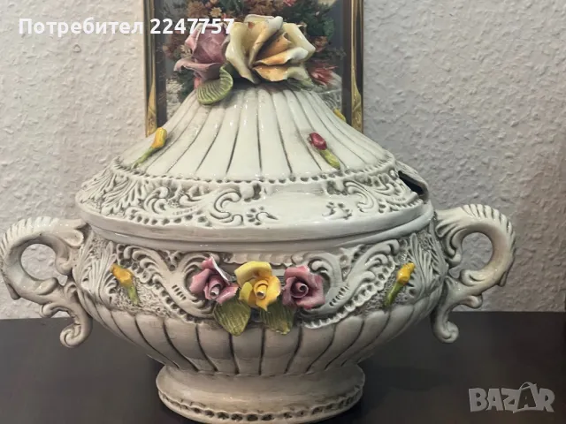 Огромен супник порцелан Capodimonte, снимка 8 - Антикварни и старинни предмети - 47616088