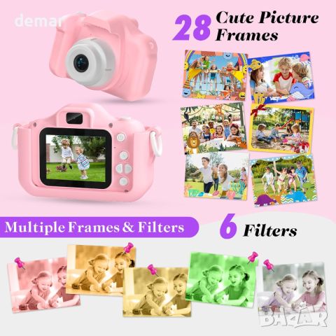 Цифрова камера Envyvip за деца 3-8 години, HD 1080P, 32GB SD карта, снимка 3 - Образователни игри - 45710848