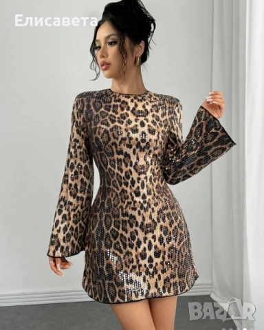 Дамска модерна рокля в леопардов цвят , снимка 3 - Рокли - 51714257