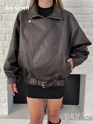 💎Кожено яке с м л oversize,Еконт, снимка 4 - Якета - 54074545