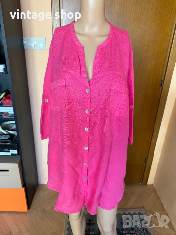 Ленена туника цвят циклама, размер L/XL