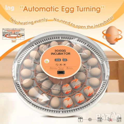 Продавам нов дигитален инкубатор за яйца с автоматично обръщане, снимка 3 - За птици - 51642806