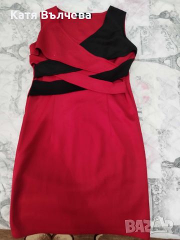 Дамска къса рокля, червена с черно, снимка 1 - Рокли - 46425567