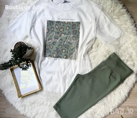 дамски комплект тениска и клин , снимка 3 - Комплекти - 50329803