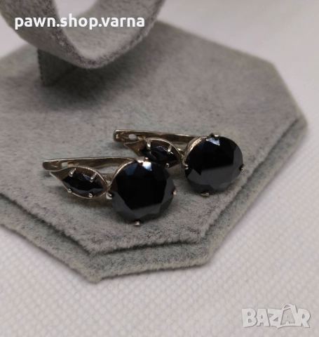 Сребърни обеци с инкрустации – проба 925 | 10,01 гр. - Нови!, снимка 5 - Обеци - 50517192