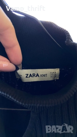Черна тениска на Зара/ Zara knite без ръкав/ голо рамо, снимка 2 - Тениски - 53849888