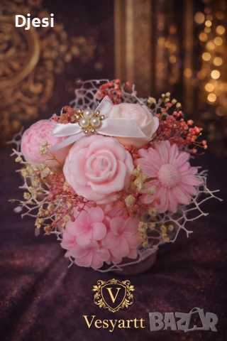 Букет със соеви свещи с декорация за Великден, снимка 8 - Ръчно изработени сувенири - 53820955