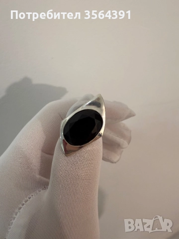 Сребърен пръстен с черен оникс, снимка 3 - Пръстени - 52745439