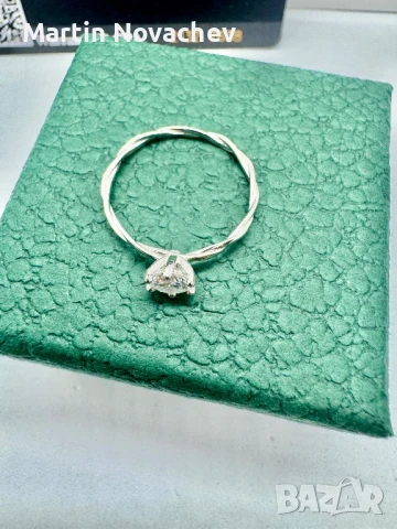 Сребърен пръстен с мойсанит (Диамант) 0.5 карата, снимка 6 - Пръстени - 51370764