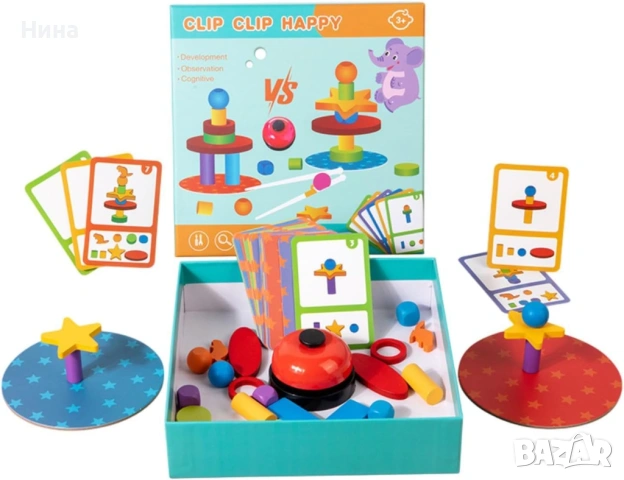 Дървена образователна игра за когнитивни умения и наблюдателност Clip Clip Happy, снимка 4 - Образователни игри - 53609015