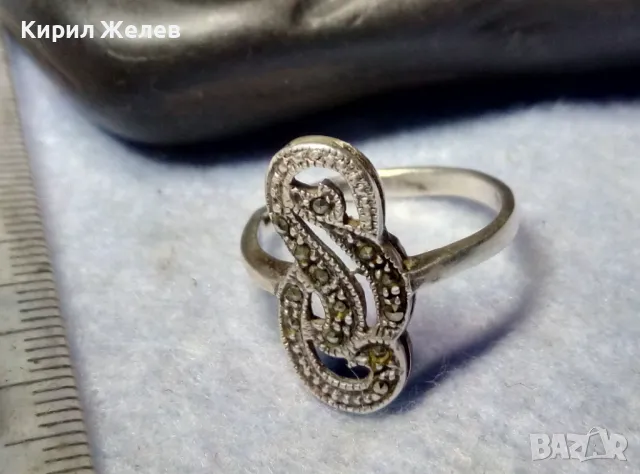 ПРЕКРАСЕН АЖУРЕН СКЪПОЦЕНЕН СРЕБЪРЕН ПРЪСТЕН СРЕБРО 925 ИНКРУСТИРАН с ИСКРЯЩИ МАРКАЗИТИ 48261, снимка 14 - Пръстени - 50061180