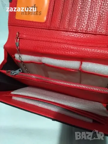 ЕСТЕСТВЕНА КОЖА на HERMES елегантна малка чанта в два цвята - черна и червено, снимка 8 - Чанти - 50015336