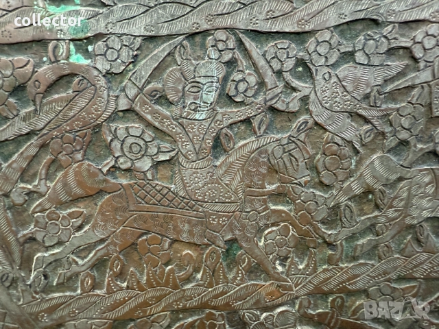 Огромна медна персийска / османска синия 19в. №7669, снимка 3 - Антикварни и старинни предмети - 52582352