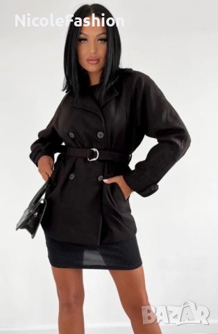 Велурено палто в черно  , снимка 5 - Палта, манта - 45535881