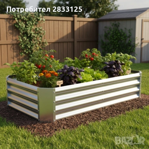 Метална поцинкована леха за зеленчуци и цветя - здрава и устойчива, снимка 7 - Градински мебели, декорация  - 53660509