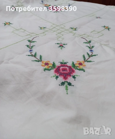 Памучна покривка с ръчна бродерия 290×165 см., забележка 