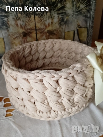 Ръчно плетен панер, снимка 5 - Декорация за дома - 53437859
