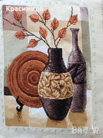 Гоблен "Есенни вази", снимка 3 - Гоблени - 51785533