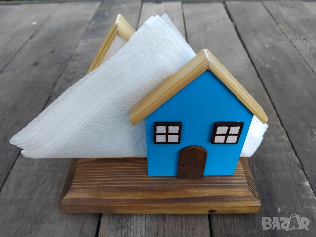 Дървена поставка за салфетки с две различни лица, снимка 3 - Декорация за дома - 54114747