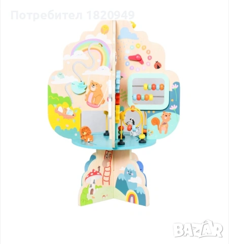 Дървена игра с 8 различни активности - дърво MoniToys, снимка 3 - Образователни игри - 53950676