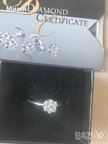 Златен пръстен с естествени диаманти, снимка 2 - Колиета, медальони, синджири - 52636918