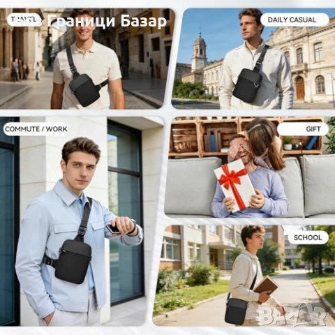 Нова Антикражбена чанта през рамо RFID джоб водоустойчива през рамо за мъже и жени, снимка 2 - Чанти - 54104578