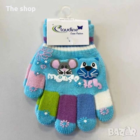 Детски ръкавички Мишка, сини, 3-5 год. (004), снимка 1 - Шапки, шалове и ръкавици - 46430380