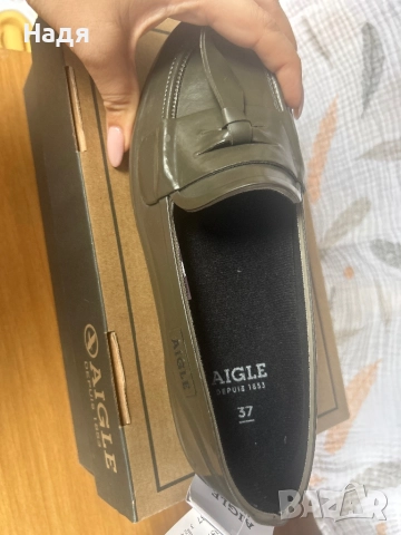 AIGLE мокасини , маслено зелени 37 размер, полиуретан, снимка 3 - Дамски ежедневни обувки - 52477736