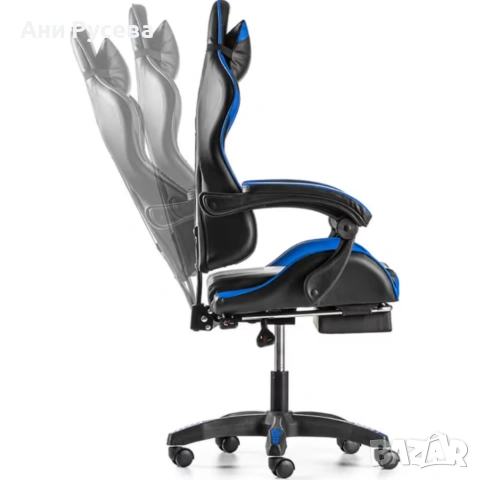 copy of Геймърски стол с регулируема височина, лумбална възглавница и метална основа, снимка 2 - Столове - 53359015