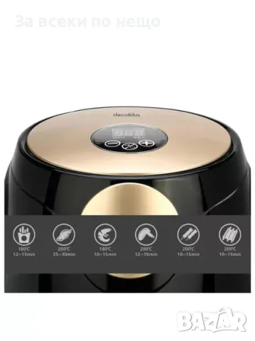 Фритюрник DECAKILA Air Fryer, LED, 2 L, 1000 W, Черен Код R205, снимка 2 - Фритюрници - 48485703