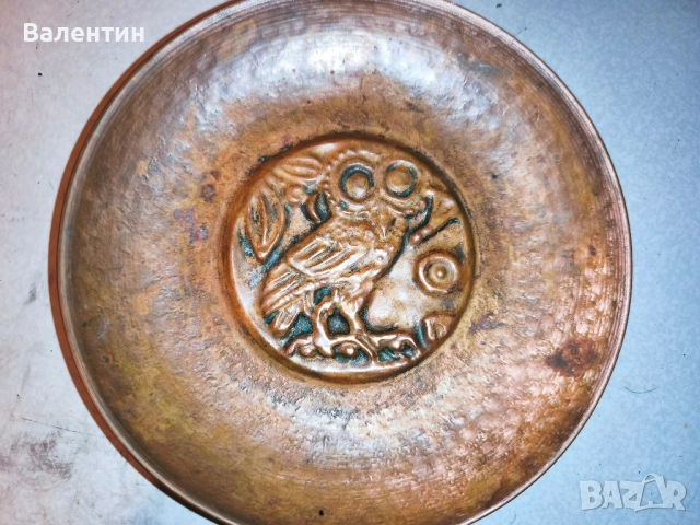Декоративна гръцка чиния от бакър 24, снимка 5 - Антикварни и старинни предмети - 52540940